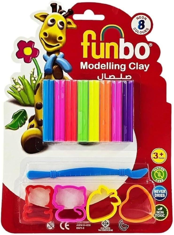 Funbo Modeling Clay Kit With 8C Molds 12 Clr 165G